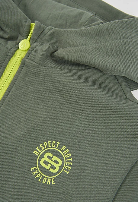 Chaqueta felpa niño gris con capucha y cremallera