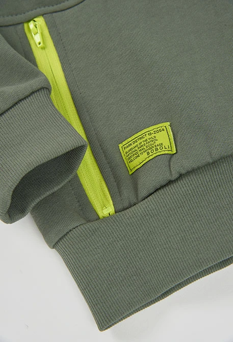 Grauer Fleece-Kapuzenjacke für Jungen mit Reißverschluss