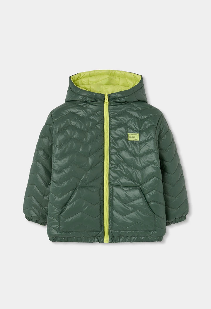 Parka tissu technique réversible garçon vert