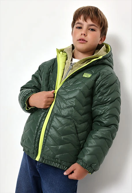 Parka em tecido técnico reversível menino verde