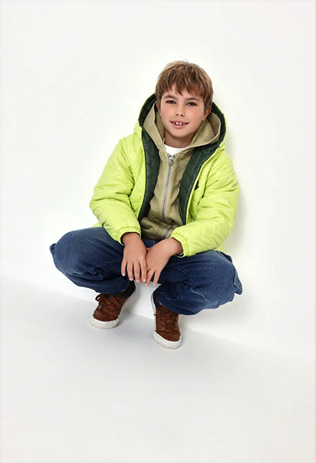 Parka teixit tècnic reversible nen verd