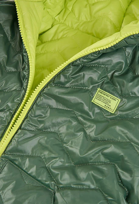 Parka tejido técnico reversible niño verde