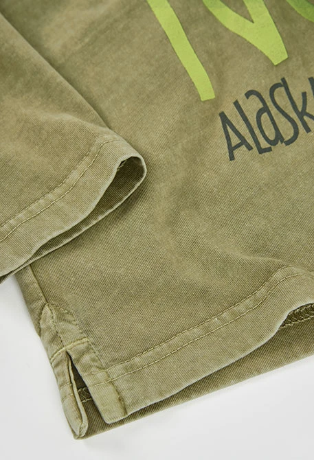Jungen-Strickshirt grün mit Elch-Aufdruck