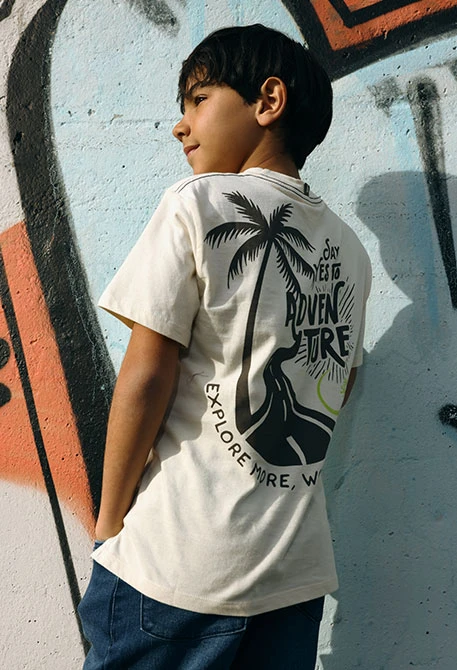 Boy?s cotton T-shirt in raw colour