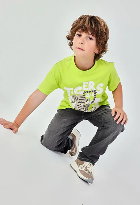 Kinder T-Shirt grün aus Baumwolle