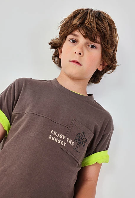 Braunes Baumwoll-T-Shirt für Jungen