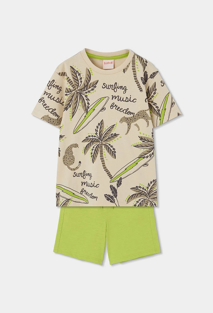 Conjunto criança t-shirt e calças algodão verde