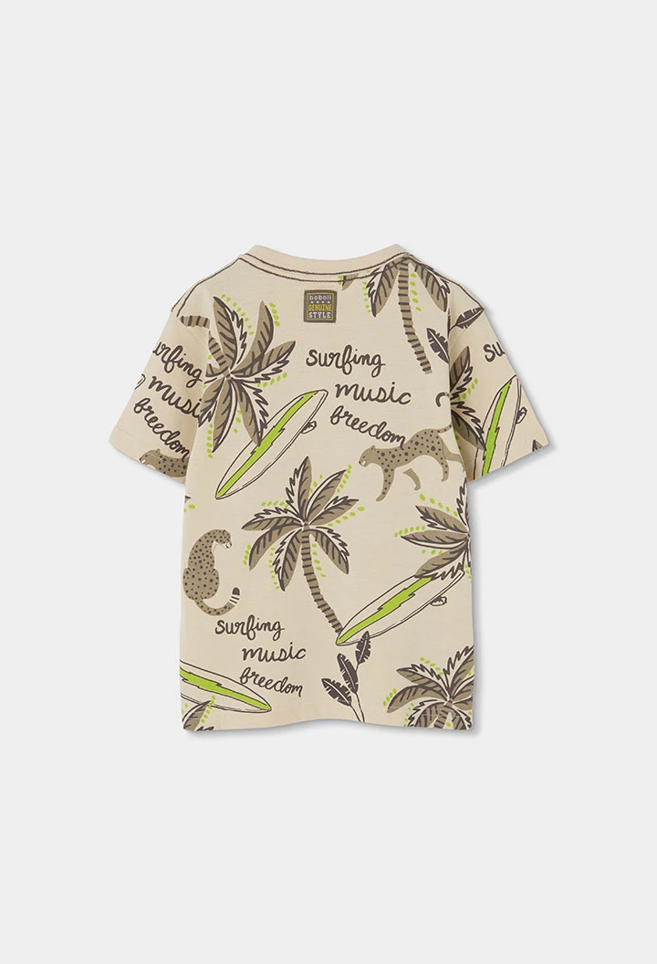 Children?s set green cotton T-shirt and trousers