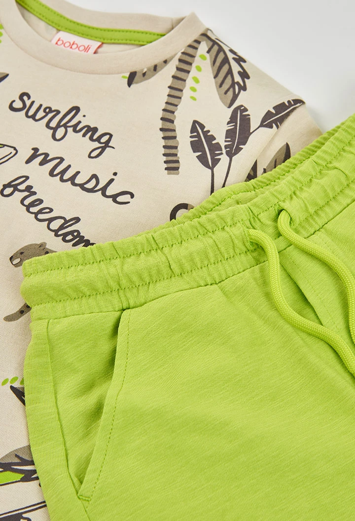 Completo per bambino maglietta e pantaloni in cotone verde