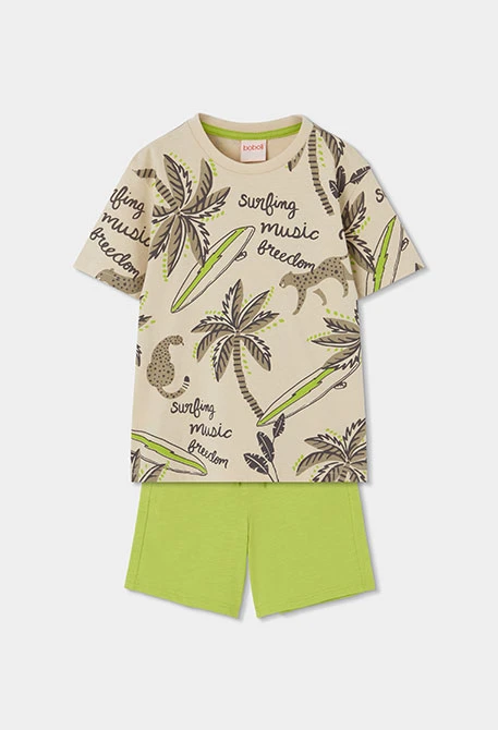 Ensemble enfant t-shirt et pantalon en coton vert