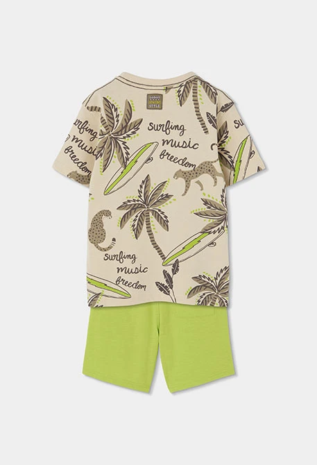Ensemble enfant t-shirt et pantalon en coton vert