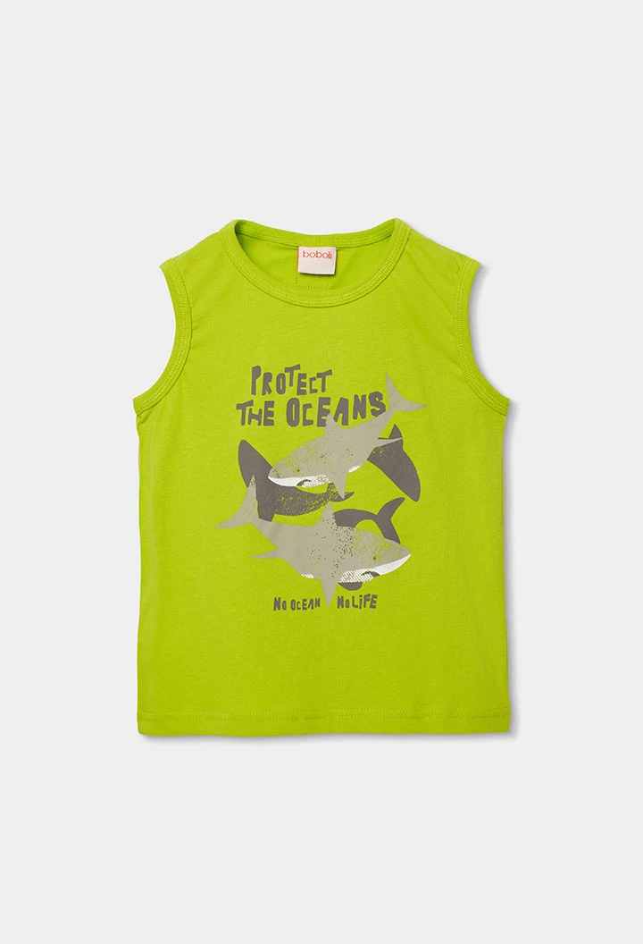 Camiseta de tirantes niño algodón verde