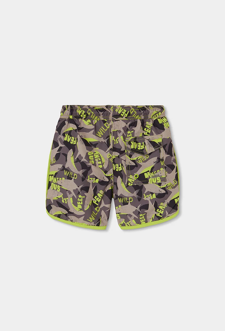 Brown recycled fabric swim trunks for boy