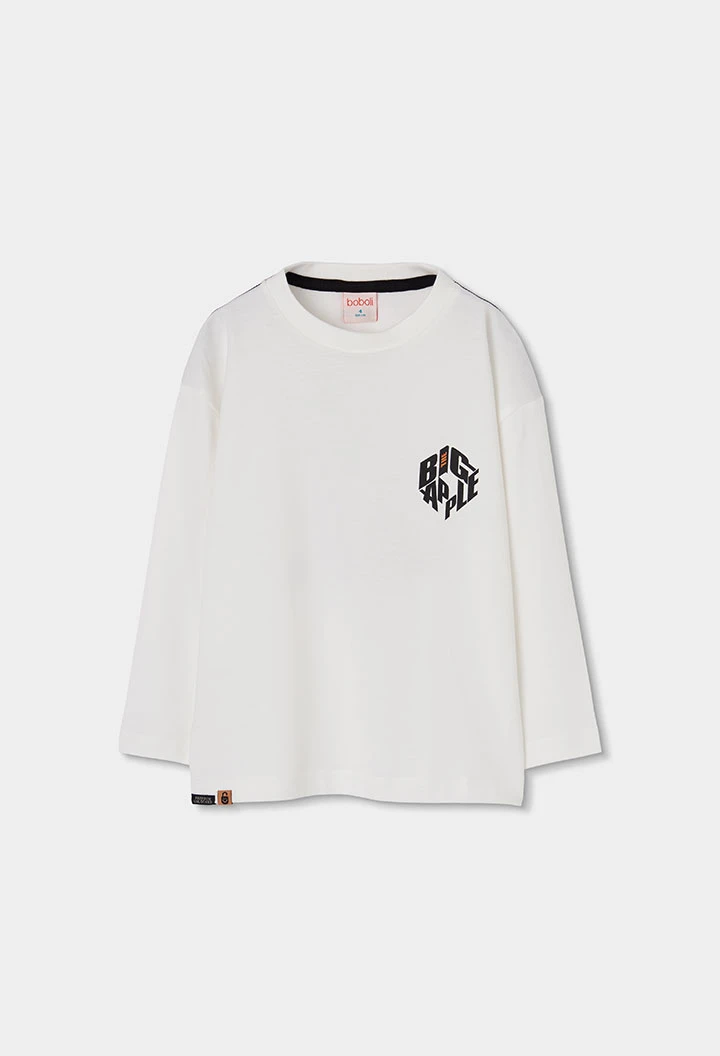 Camiseta punto niño blanca estampado Big Apple