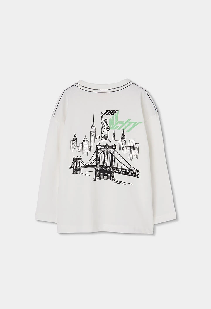 Camiseta punto niño blanca estampado Big Apple
