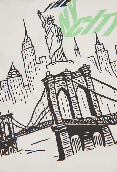 Maglietta in maglia bambino bianca stampa Big Apple