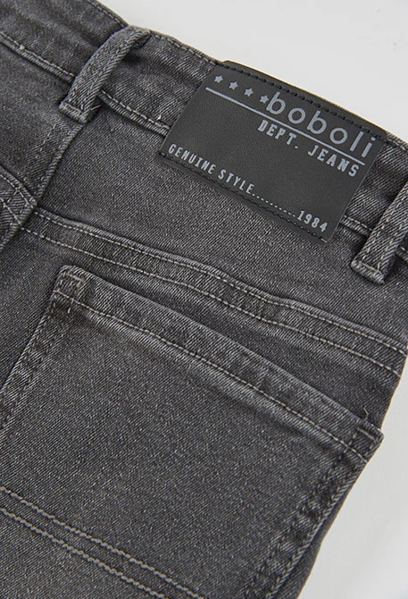 Pantalón denim elástico niño gris