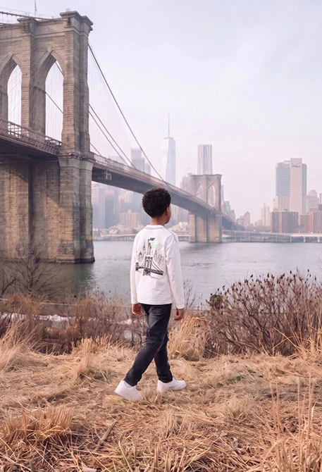 Grey elastic denim trousers for boys