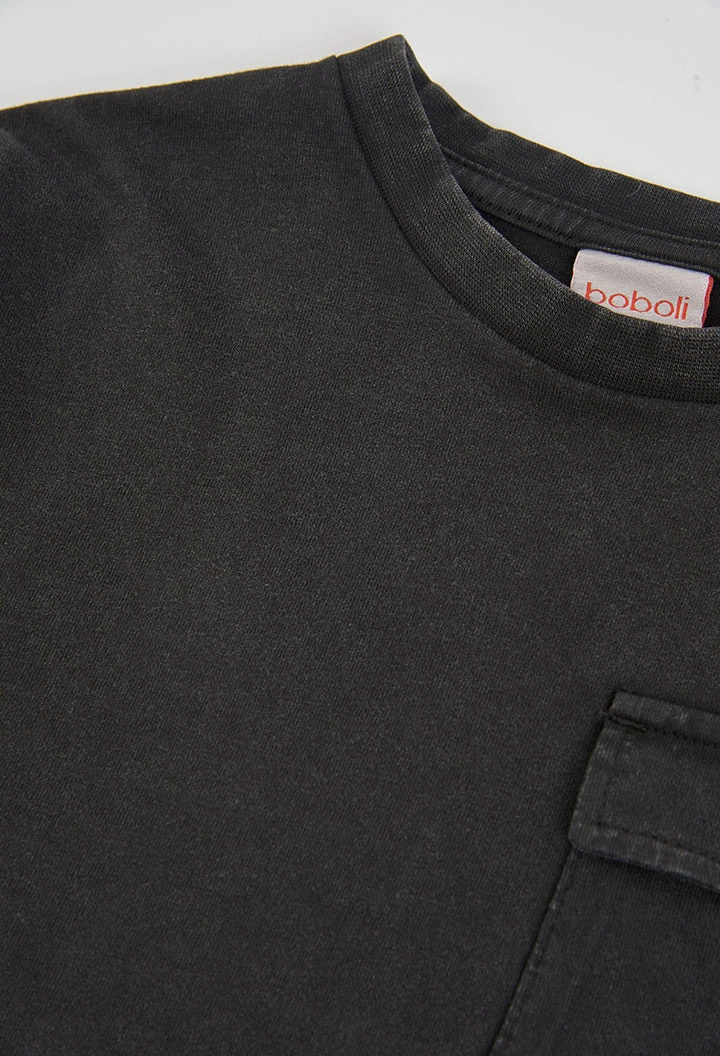 Camiseta punto niño negra con texto URBN