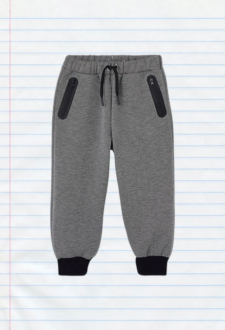 Pantalón punto negro niño con bolsillos cremallera