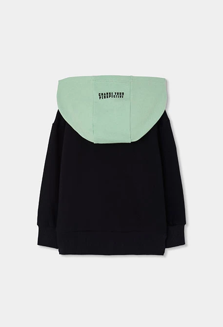 Chaqueta felpa niño negra con capucha