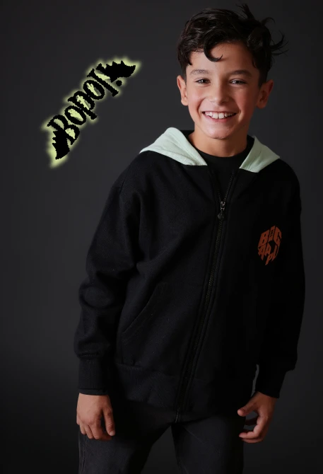 Veste molleton garçon noire à capuche