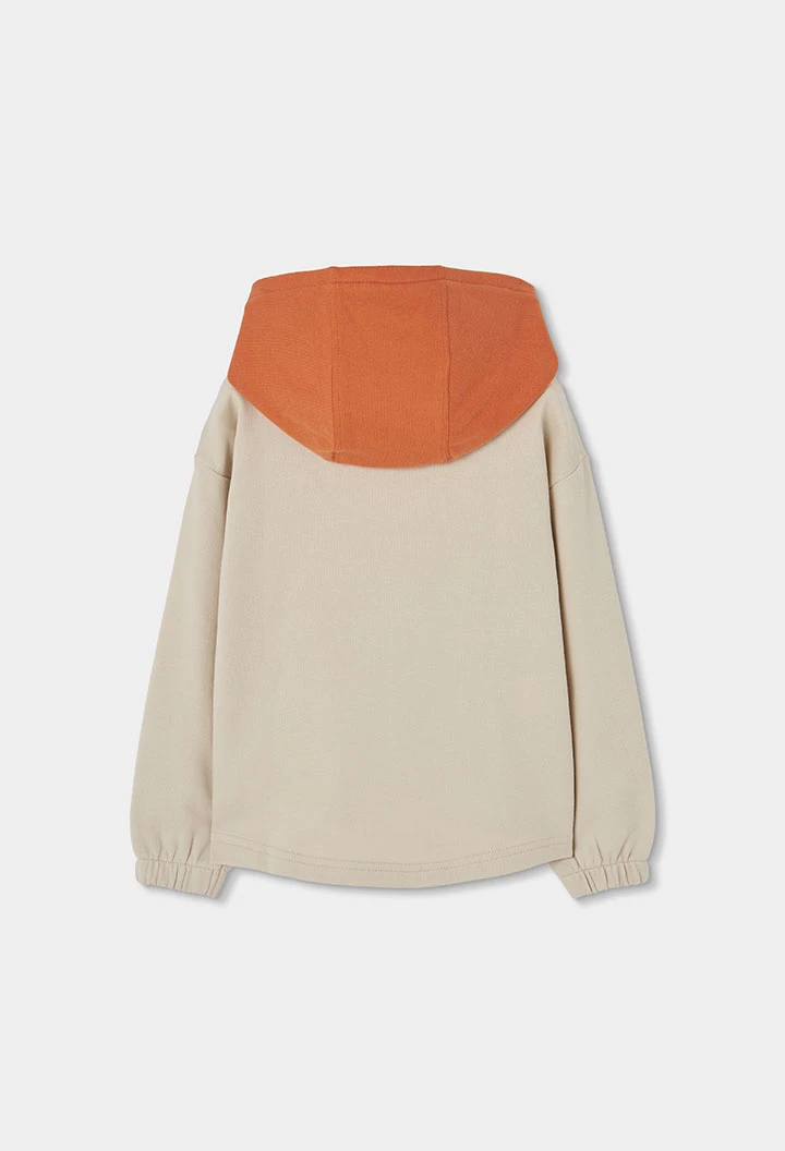 Sudadera felpa niño beige con capucha Freedom