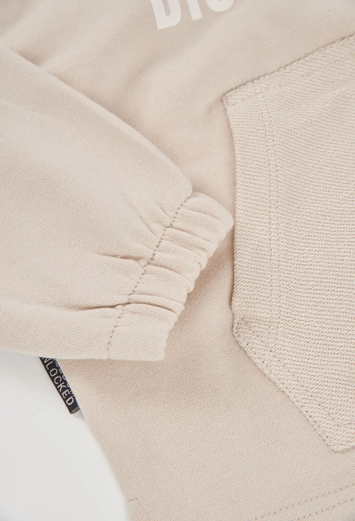 Sudadera felpa niño beige con capucha Freedom