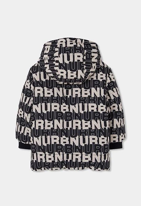 Parka tejido técnico reversible niño estampado letras negro