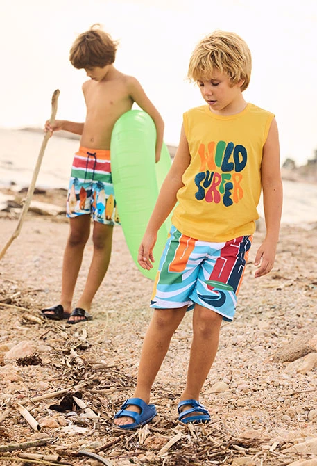 Camiseta de tirante niño algodón amarillo