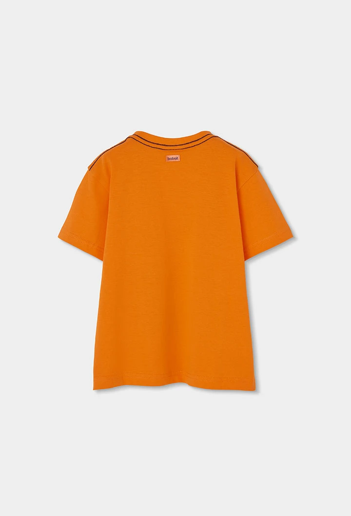 T-shirt enfant coton orange imprimé