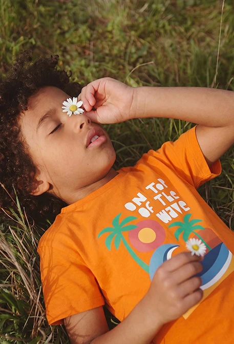 Boy?s orange printed cotton T-shirt