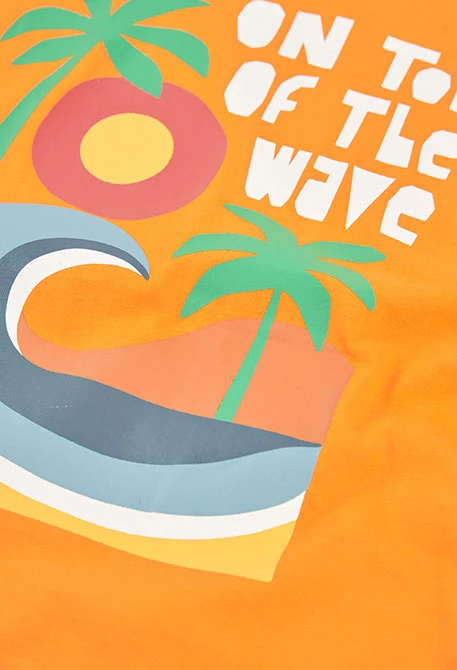 Boy?s orange printed cotton T-shirt