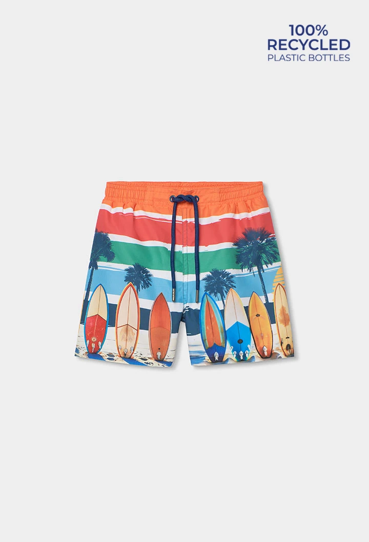 Badehose Kind recyceltes Material Surfbrett