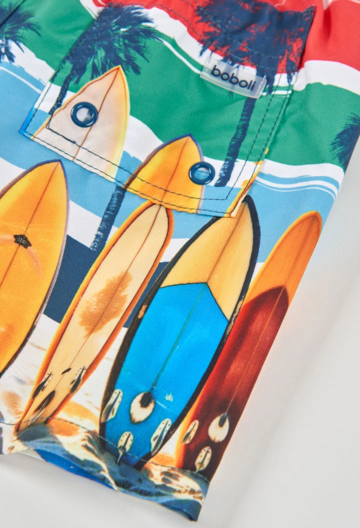 Maillot de bain garçon en tissu recyclé planche de surf