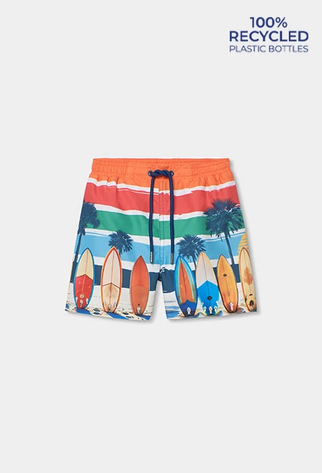 Badehose Kind recyceltes Material Surfbrett
