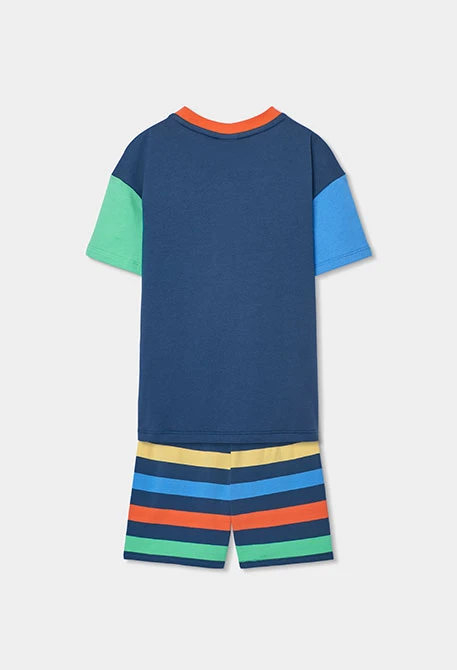 Blue striped cotton pyjamas for boy