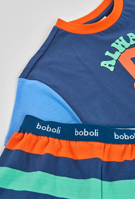 Pigiama blu bambino cotone righe