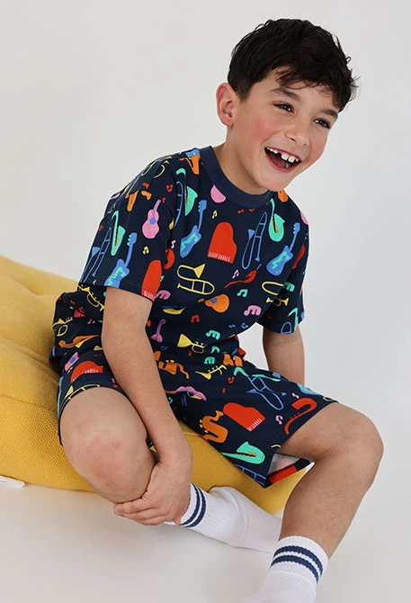 Children?s jersey pyjamas musical instruments
