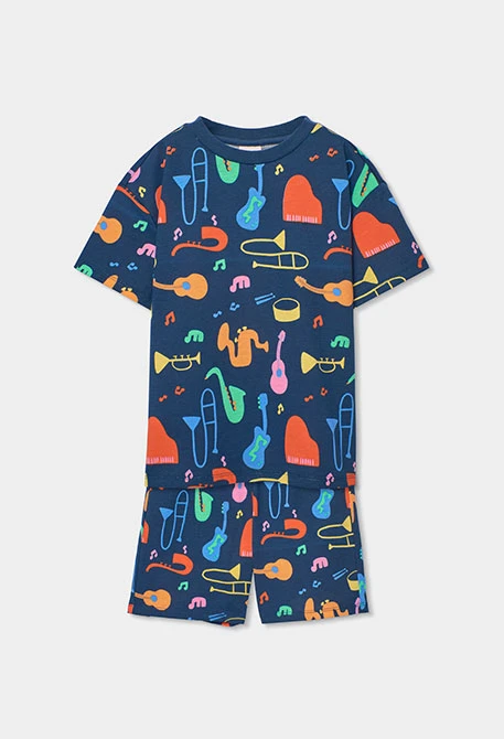 Pijama criança malha instrumentos musicais