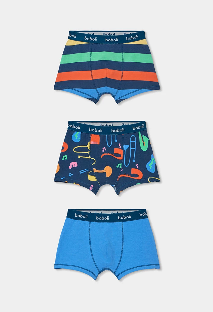 Pack de 3 boxers en coton imprimé.