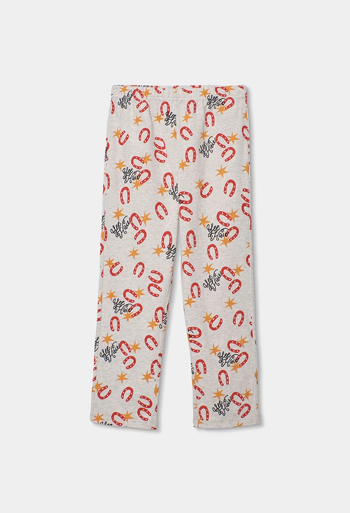 Cotton pyjamas for children with horseshoe print