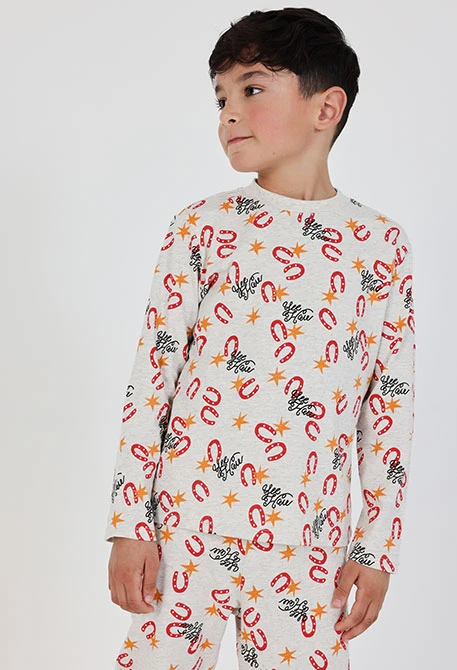 Cotton pyjamas for children with horseshoe print