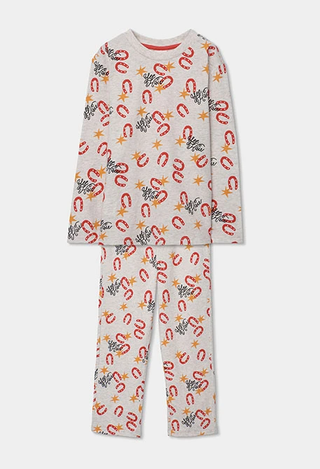Pijama menino algodão estampado de ferradura