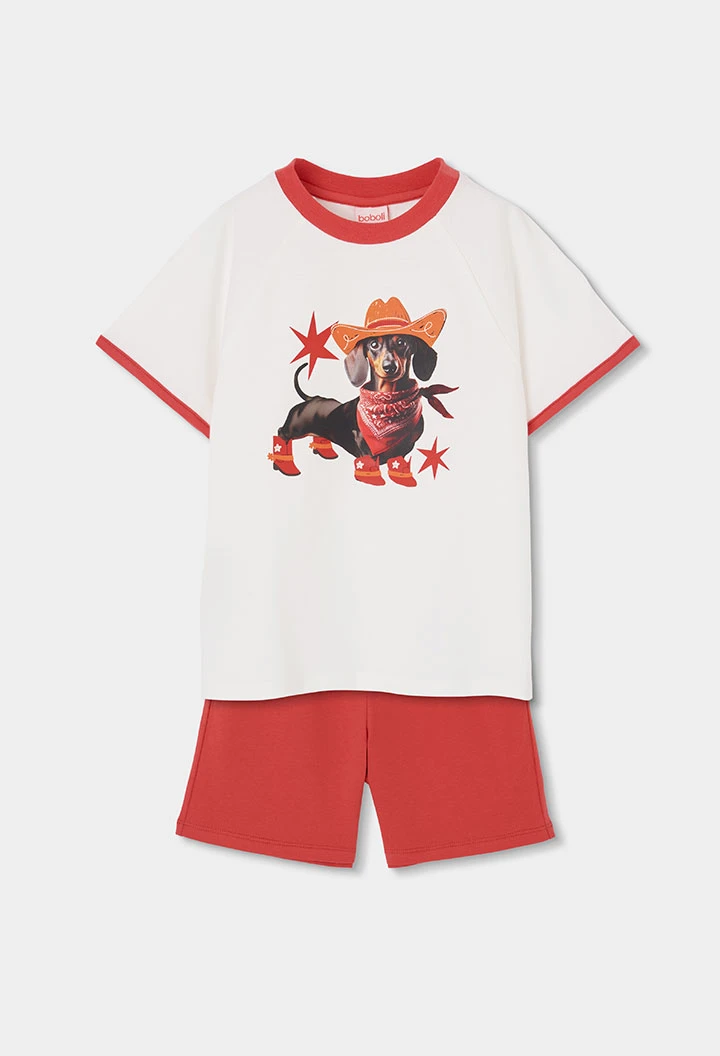 Pijama niño algodón blanco estampado