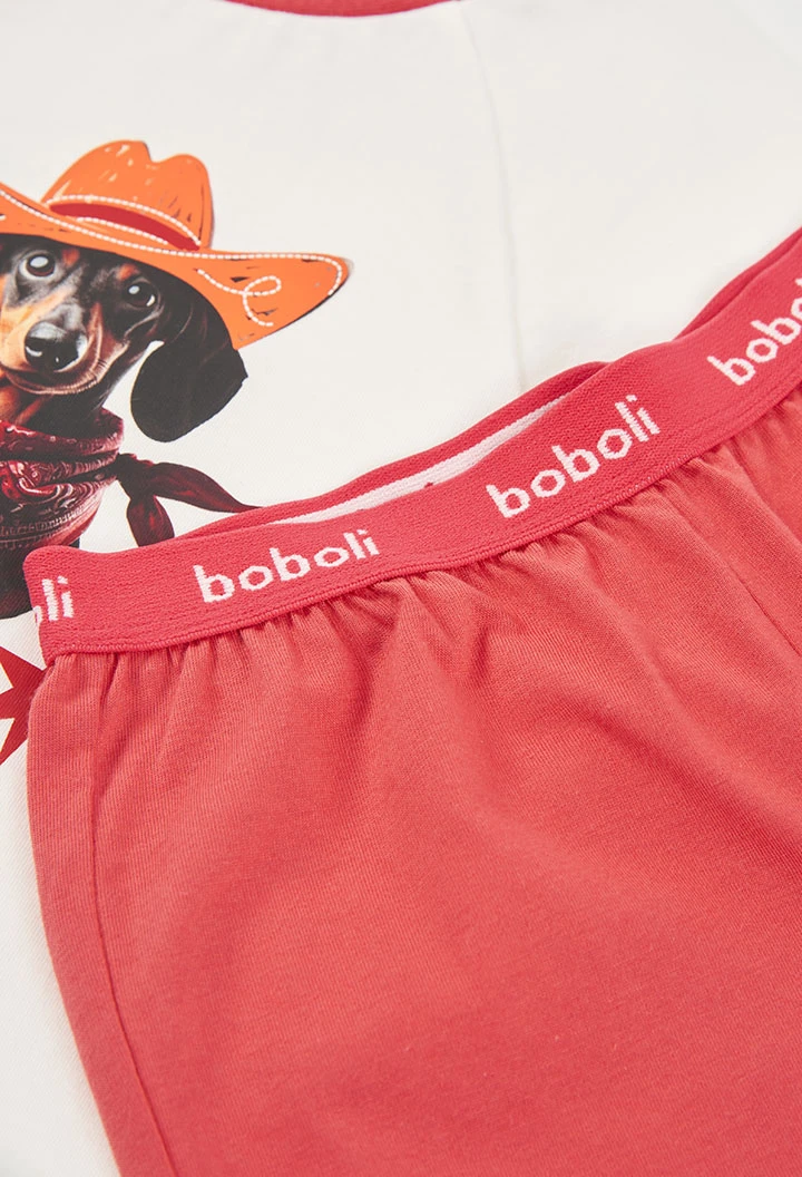 Jungen-Pyjama aus weißer Baumwolle mit Aufdruck