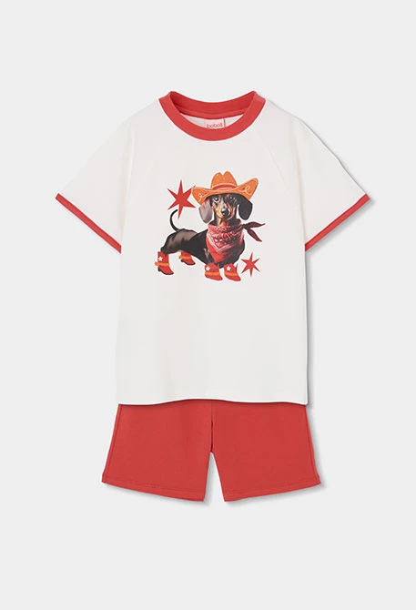 Pijama criança algodão branco estampado