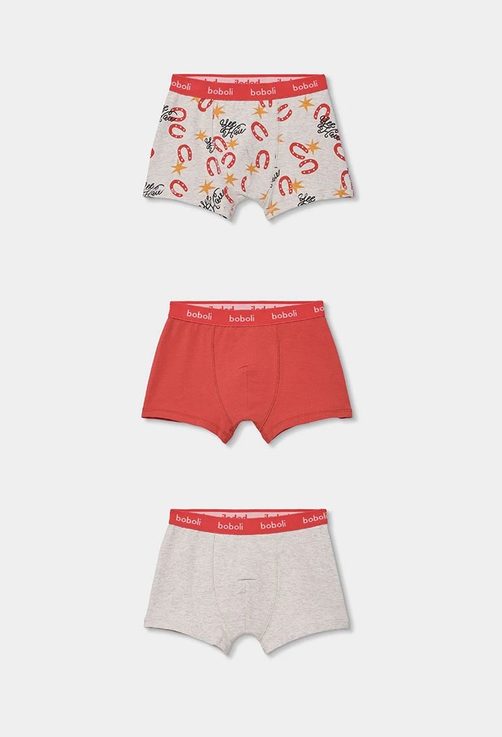 Pacco da 3 boxer in cotone stampato per bambino