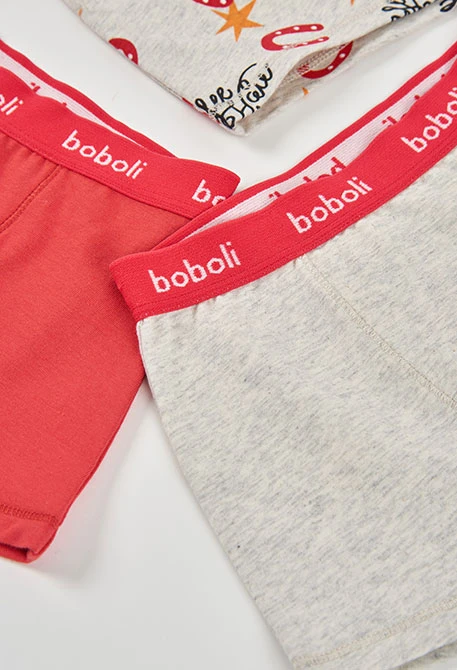 Pacco da 3 boxer in cotone stampato per bambino