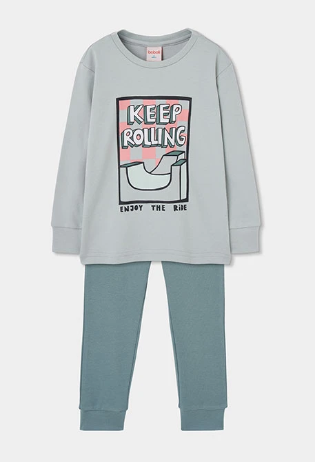 Printed green boy\'s pyjamas Keep Rolling